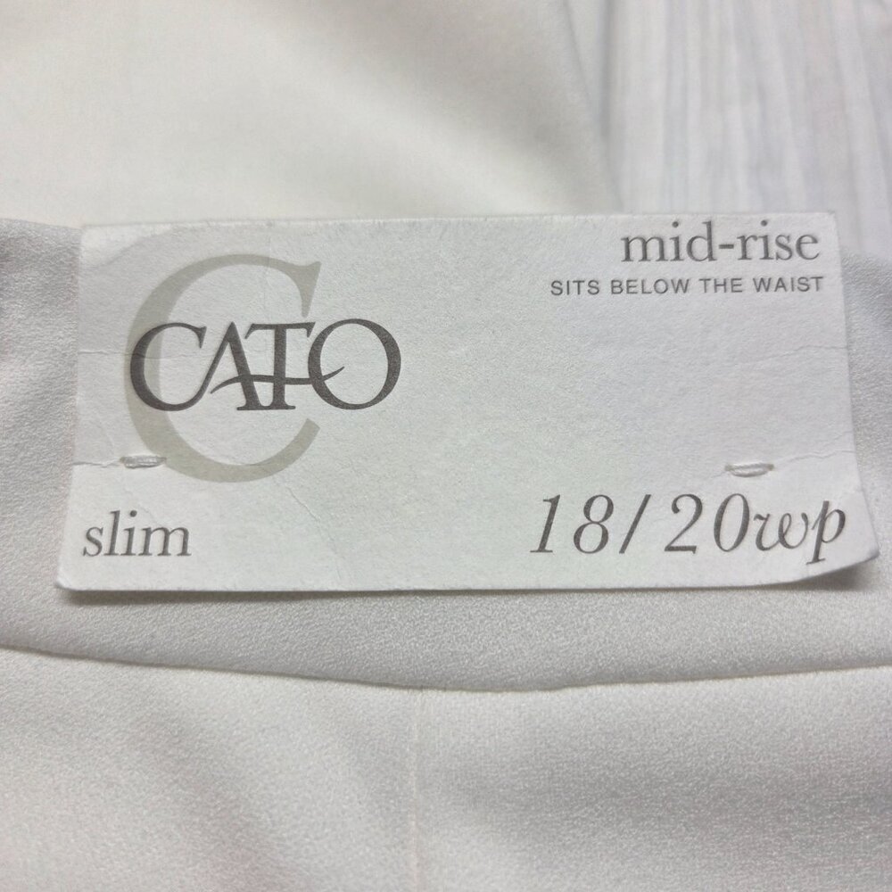 Cato 18/20 Women's Petite White Mid-Rise Slim Leg Casual Dress Pants - Picture 9 of 12